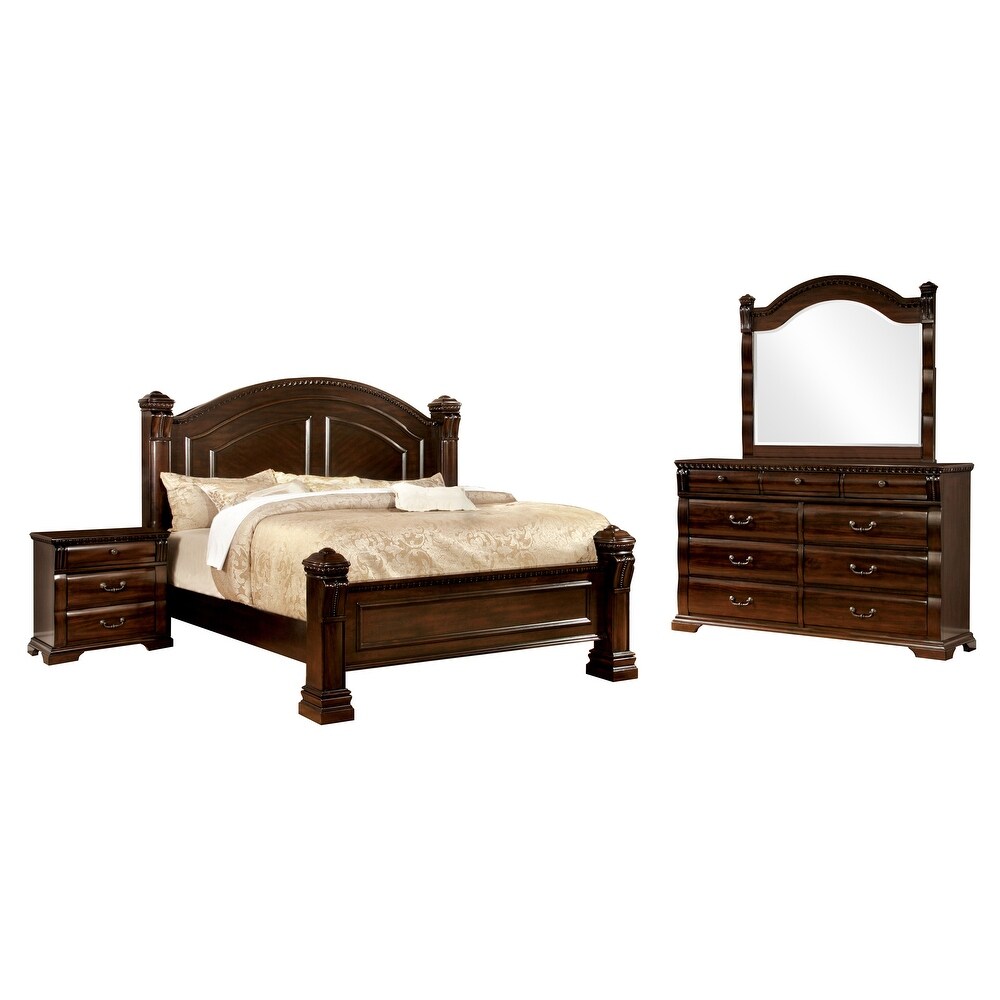 Tay Transitional Cherry Wood 4 Piece Poster Bedroom Set by Furniture of America