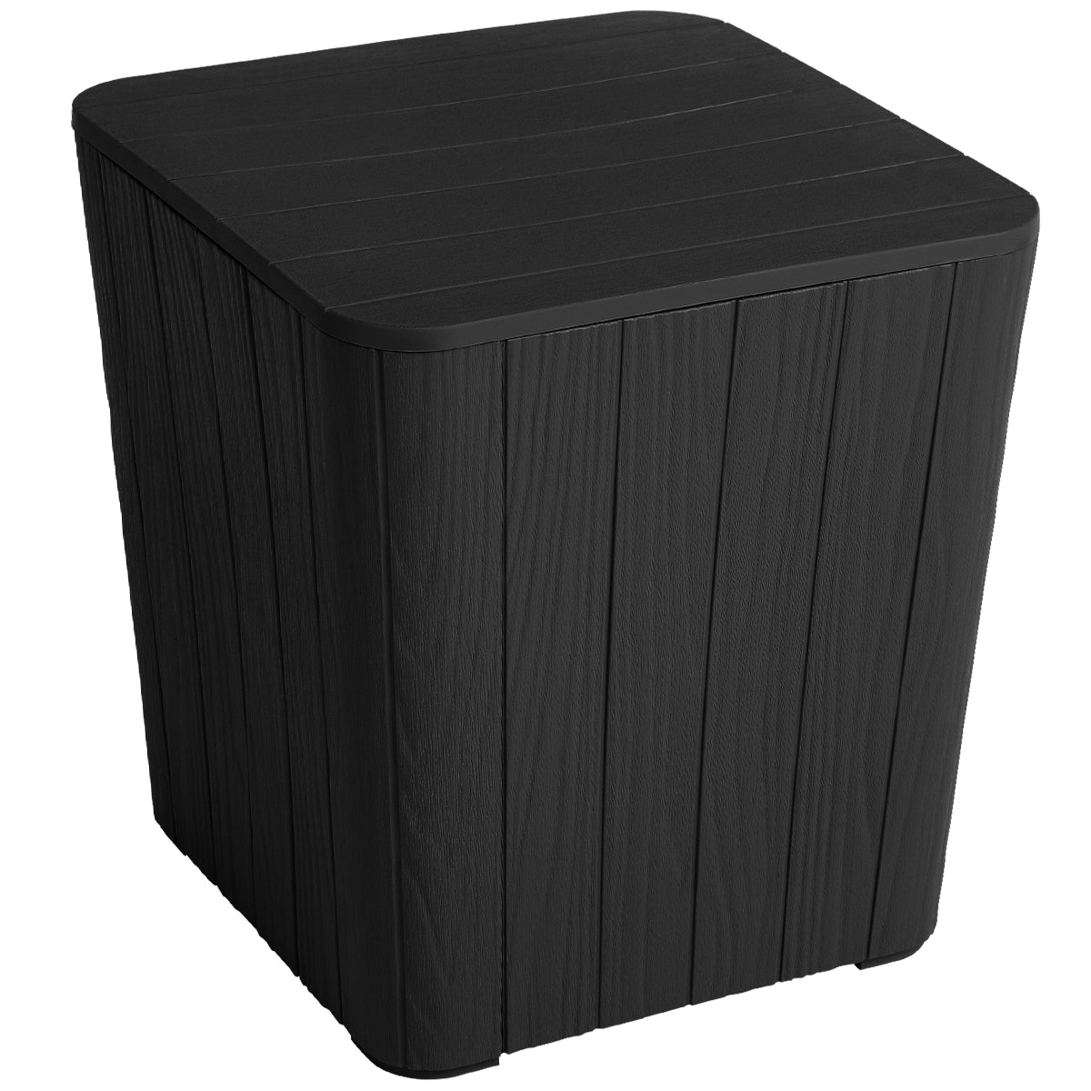 YITAHOME Black Deck Box Storage Patio Outdoor 11.5 Gallon Resin Organizer Bin Small Patio Container Transh Can Side Table