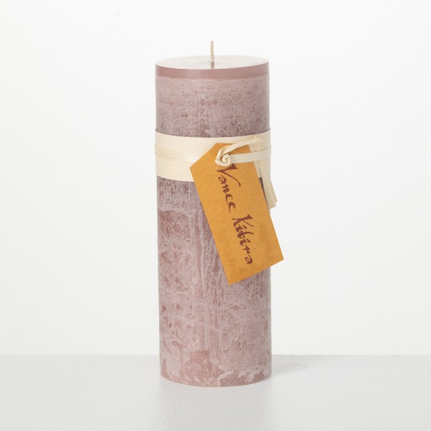 Rustic Mauve Timber Pillar Candle scentless Clean burning Environmental Friendly