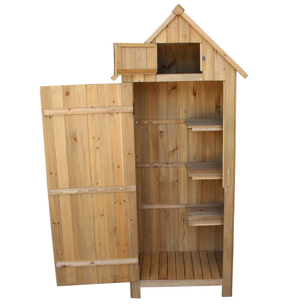 UBesGoo 70" Wood Outdoor Storage Shed with Wooden Lockers,Garden Tool Shed