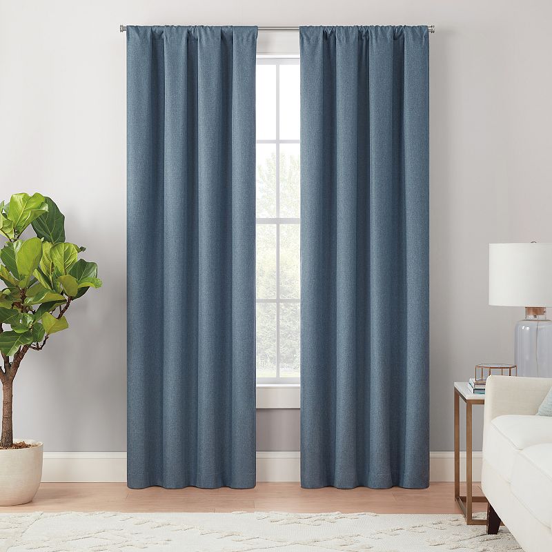 eclipse Magnitech Cannes Textured Solid 100% Blackout Rod Pocket Magnetic Closure Window Curtain Panel