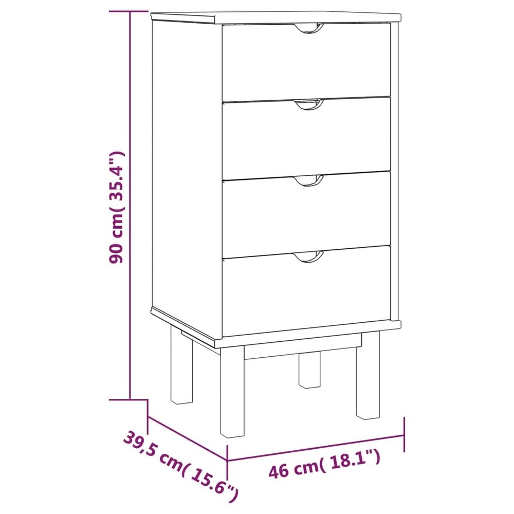 vidaXL Cabinet Dresser Drawer Chest Cabinet with Drawers OTTA Solid Wood Pine