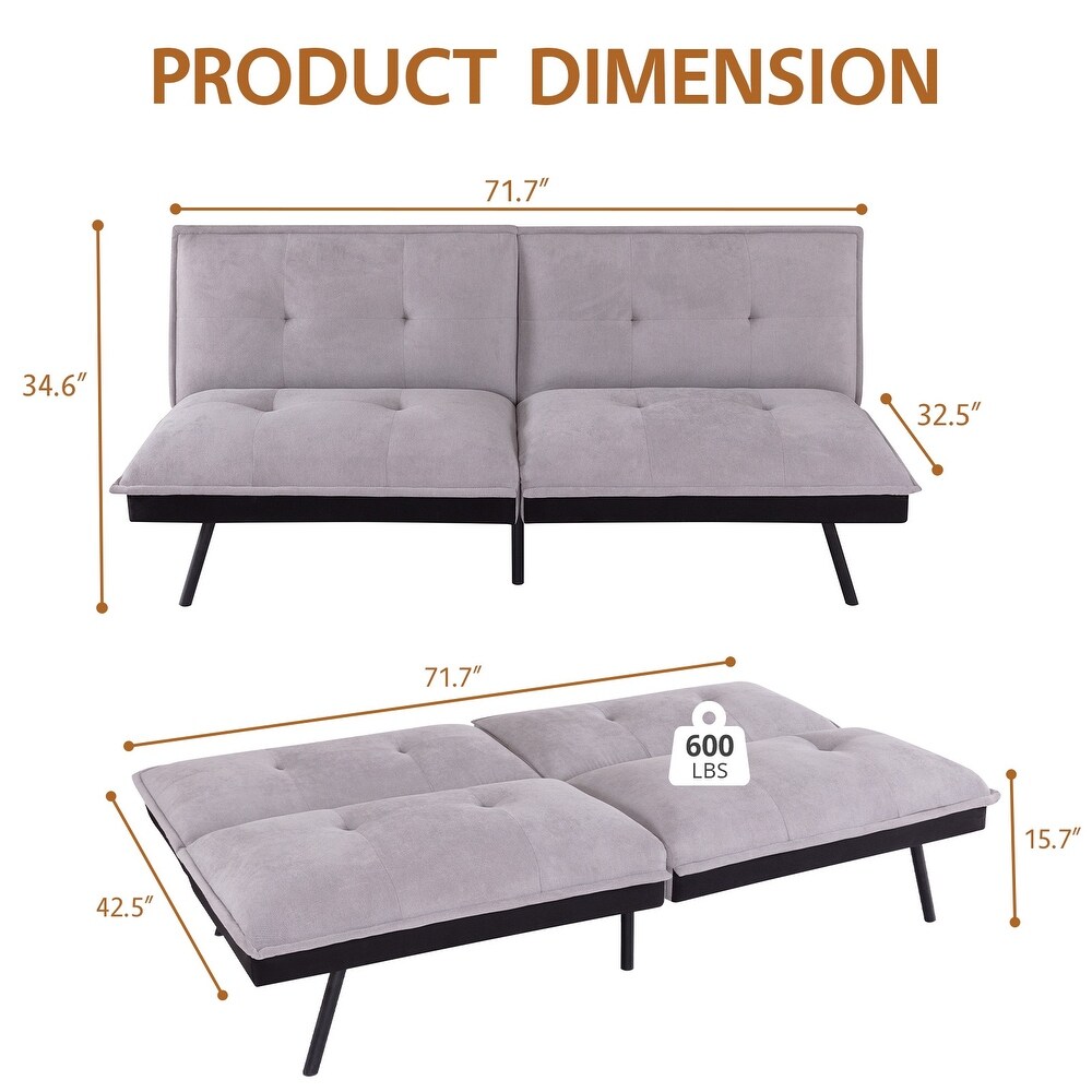 Futon Memory Foam Couch Bed Comfortable Faxu Leather Loveseat Sleeper Sofa for Dorm Apartment Office College Small Space RV