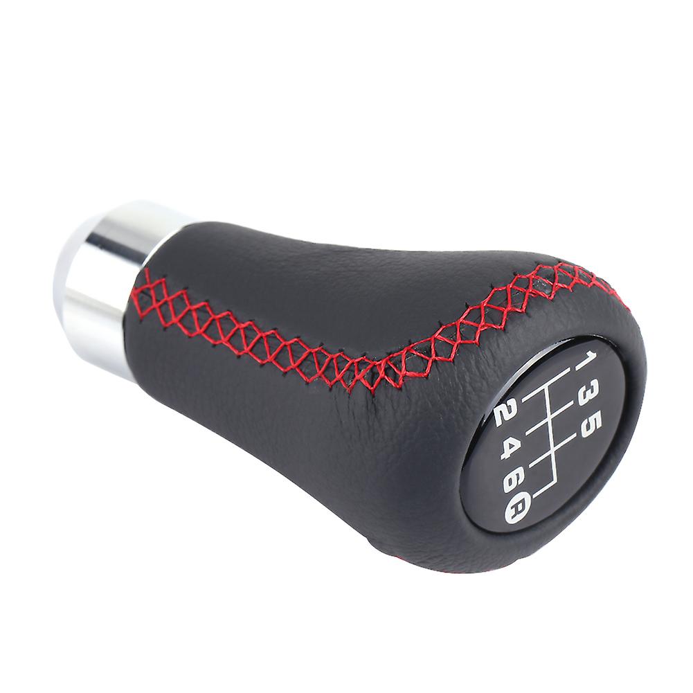 Universal Car Vehicle 6 Speed Gear Shift Knob Pu Shifter Stick With 3 Hoses Red