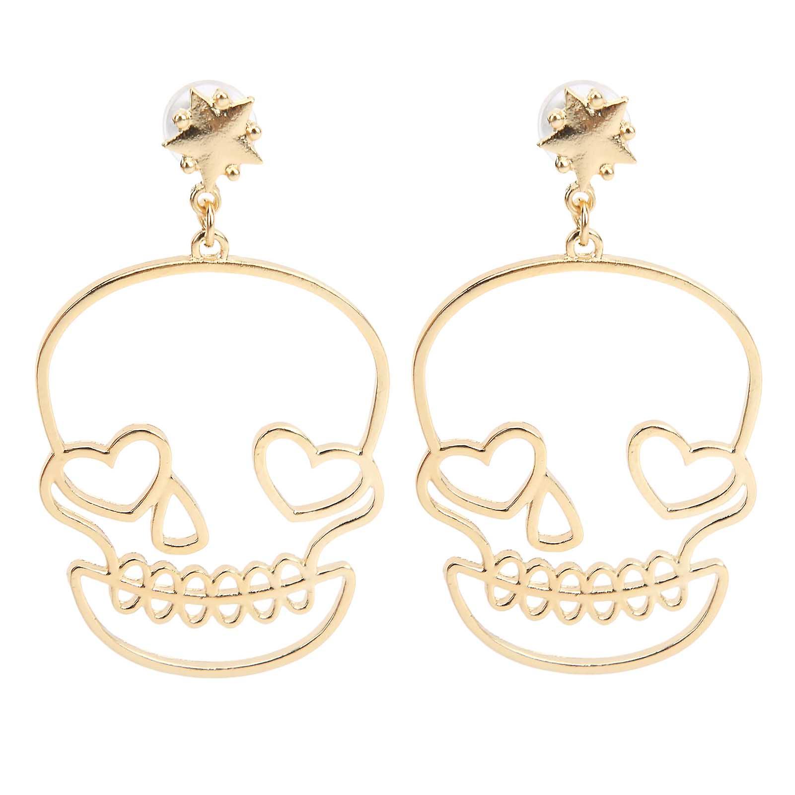 1 Pair Earrings Skull Shape Pendant Alloy Material Decorative Ear Studs Diy Party Suppliesgold