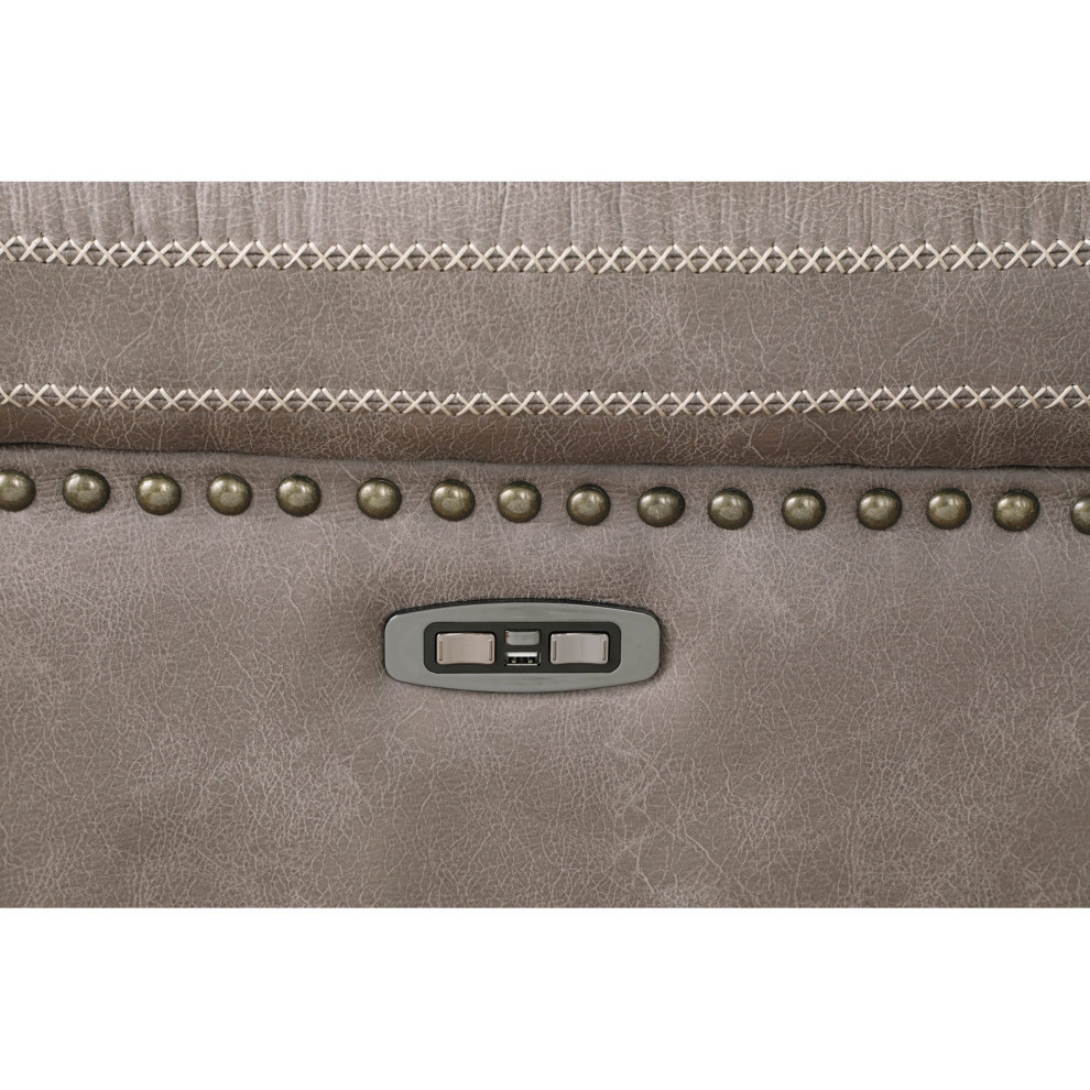 Power Recliner Sofa  Cushioned Seat  ampBackrest With USB Charging Ports  Taupe   Transitional   Sofas   by Decorn  Houzz