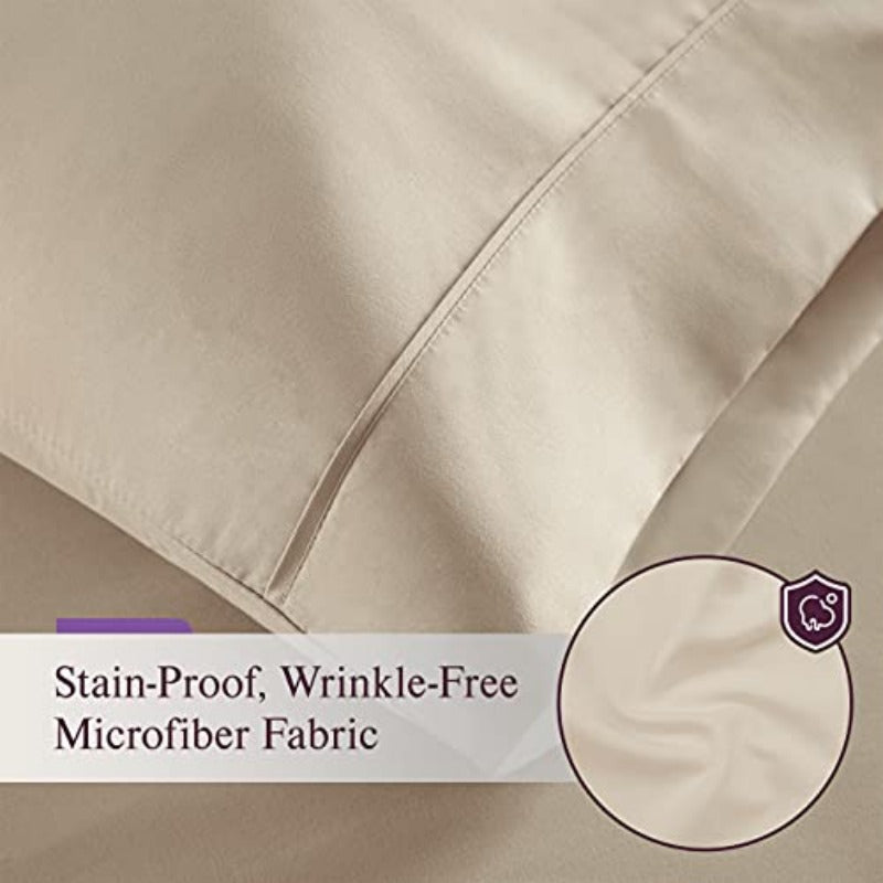 Bed Sheets Set - 1800 Series 6 Piece Bedding Sheet & Pillowcases Sets w/ Deep Pockets - Fade Resistant & Machine Washable - Taupe Color