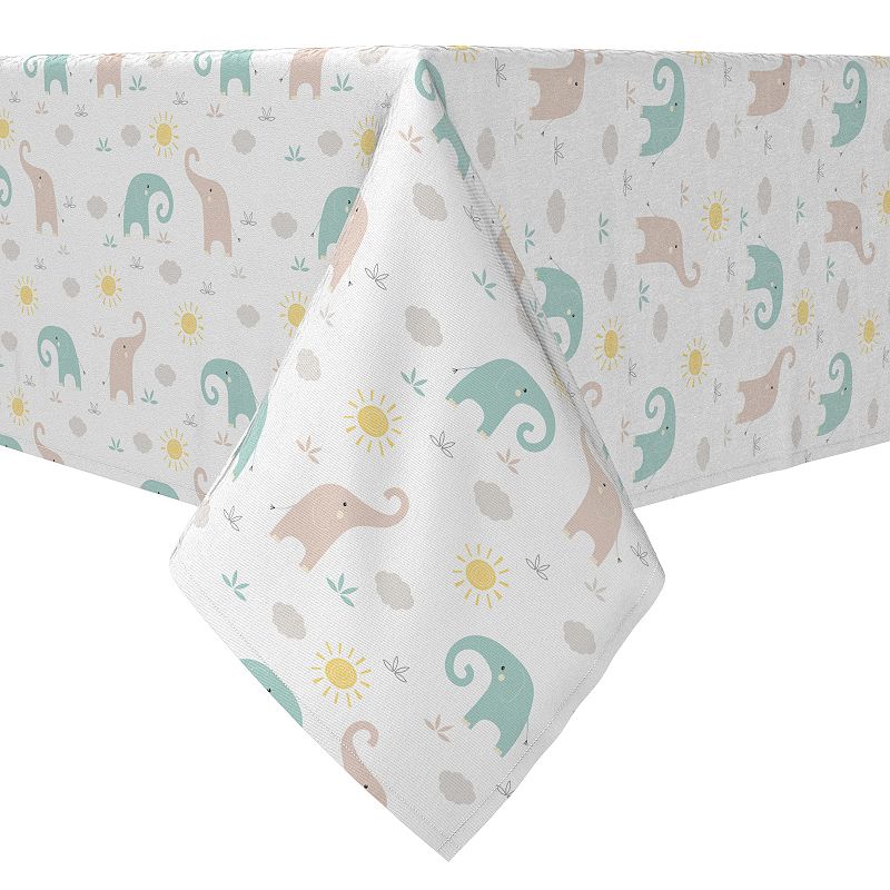 Rectangular Tablecloth， 100% Cotton， Twin Elephants