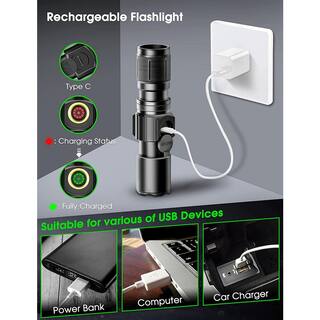 YANSUN Mini Tactical Flashlight 2000 LM Small LED Flashlight Rechargeable Adjustable Brightness H-BRTD003USB-2