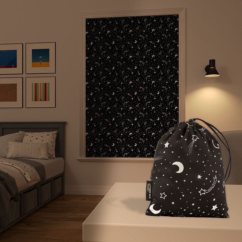 Sun Zero Lights Out Starry Night Portable Travel Blackout Curtain Panel