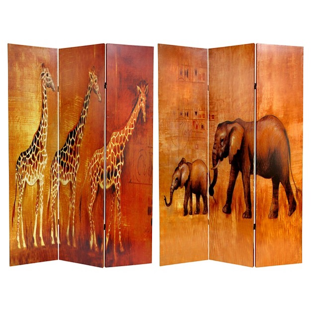 Giraffe amp Elephant Double Sided Room Divider Oriental Furniture