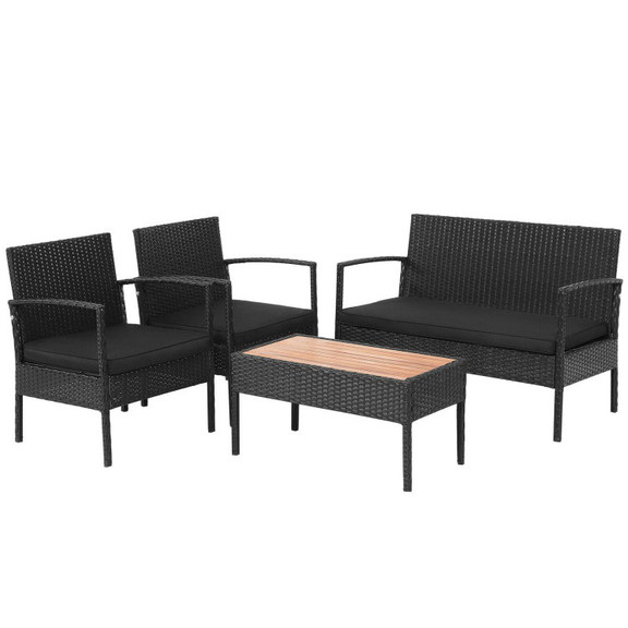 Costway 20963174 4 Pieces Patio Rattan Cushioned F...