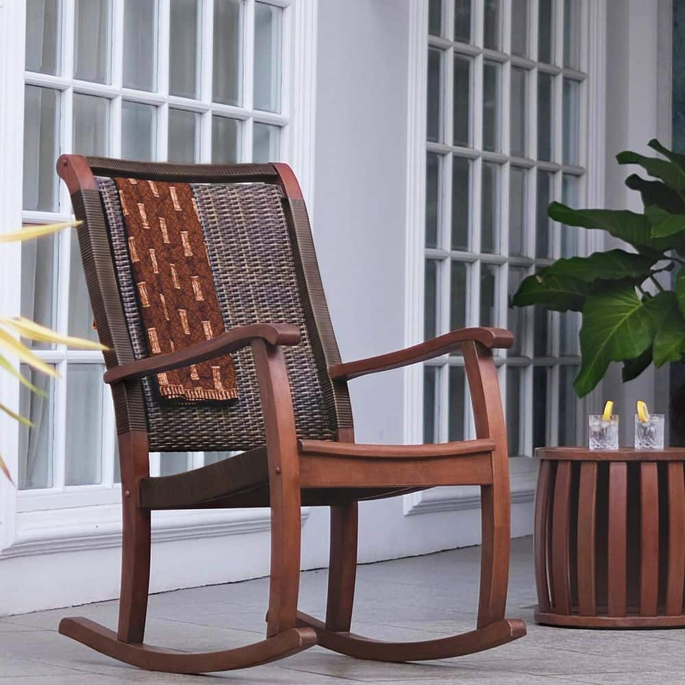 Cambridge Casual Clayton Natural Brown Wood Outdoor Rocking Chair