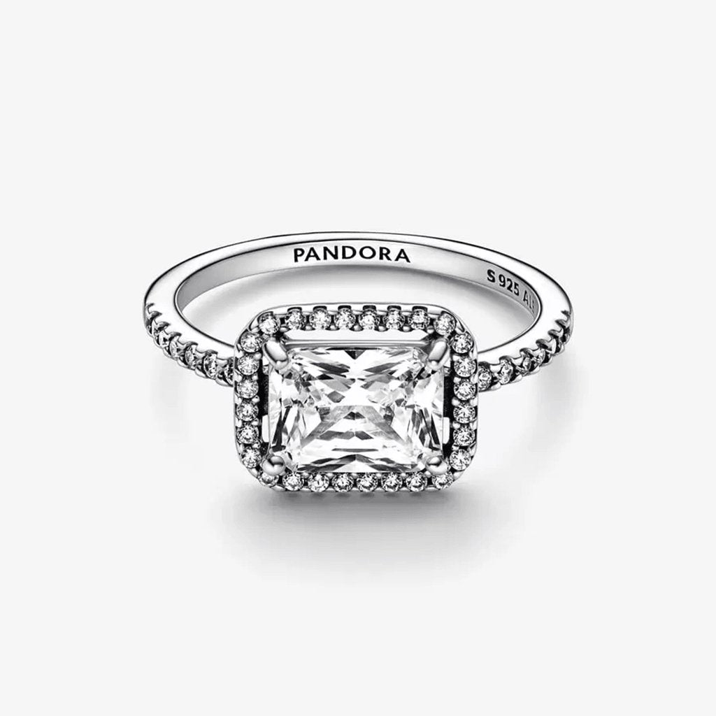 PANDORA  Rectangular Sparkling Halo Ring