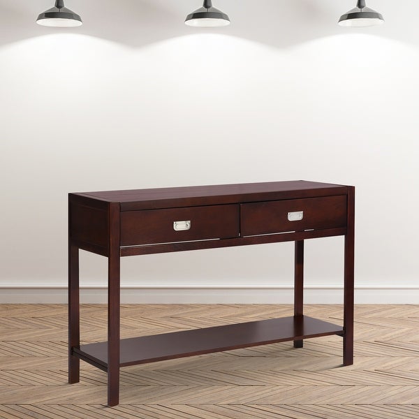 Homy Casa Traditional Solid Wood 2-Drawer Console Table