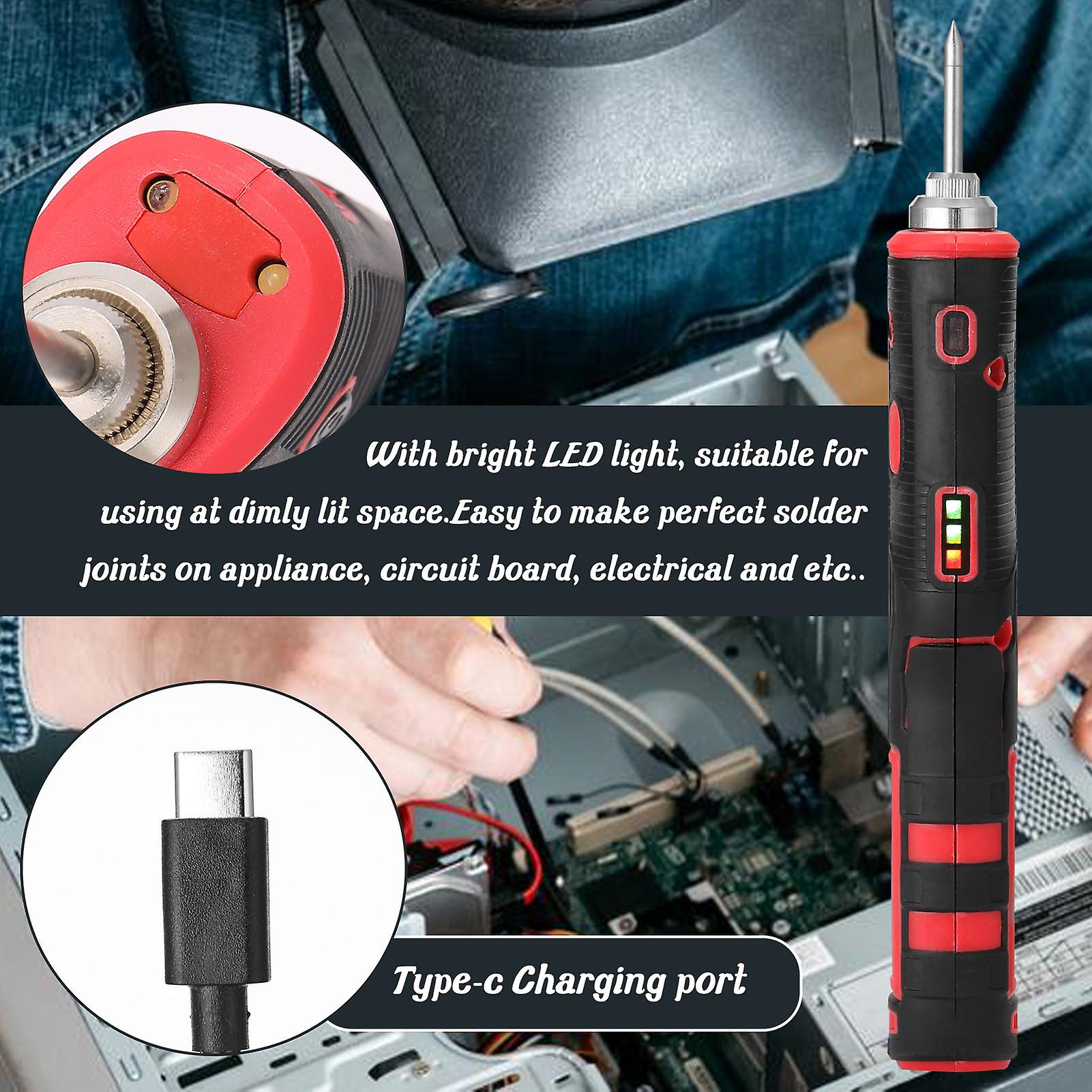 Wireless Soldering Iron Usb Rechargeable 3.7v Battery 480  With Bright Led Light Solderingtip +stand+soldering Wires Diy Tool