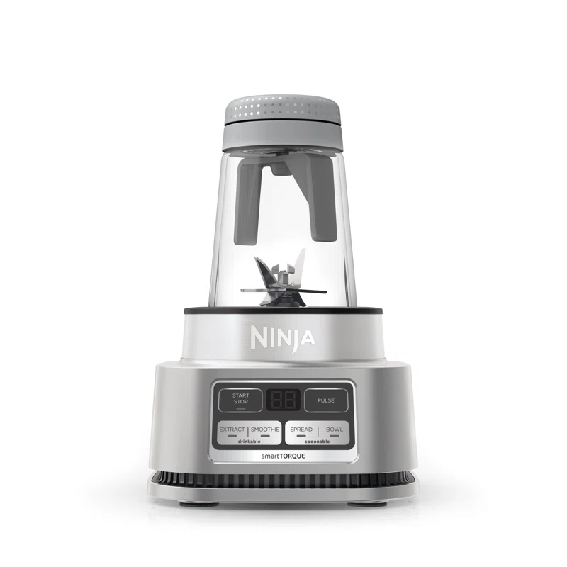 Ninja SS101 Foodi Smoothie Maker and Nutrient Extractor 1200 WP， 6 Functions Smoothies， Extractions， Spreads， smartTORQUE， 14-oz. Smoothie Maker， (2) To-Go Cups and Lids， Silver