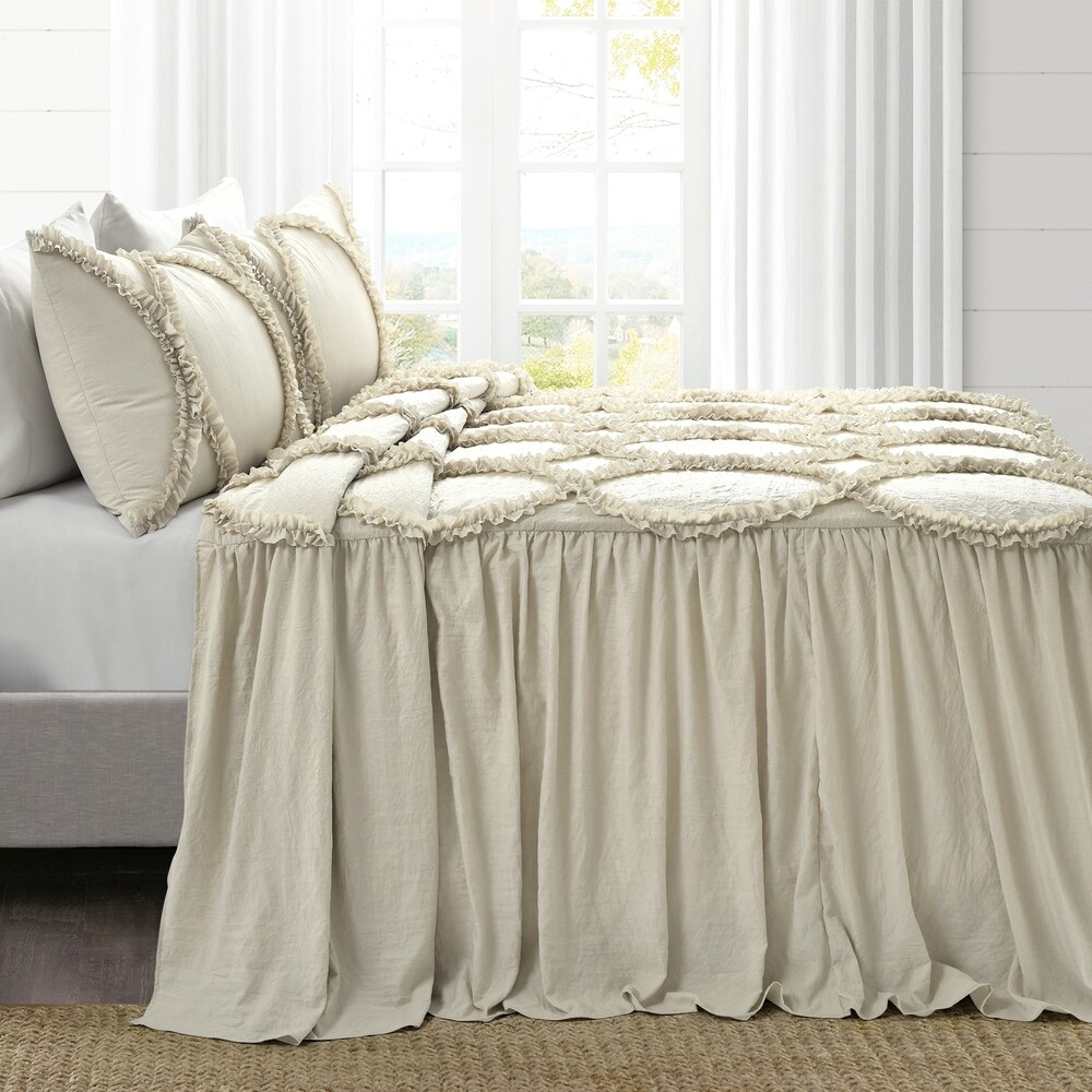 The Gray Barn Peony Grove Ruffled Embroidery 3 piece Bedspread Set