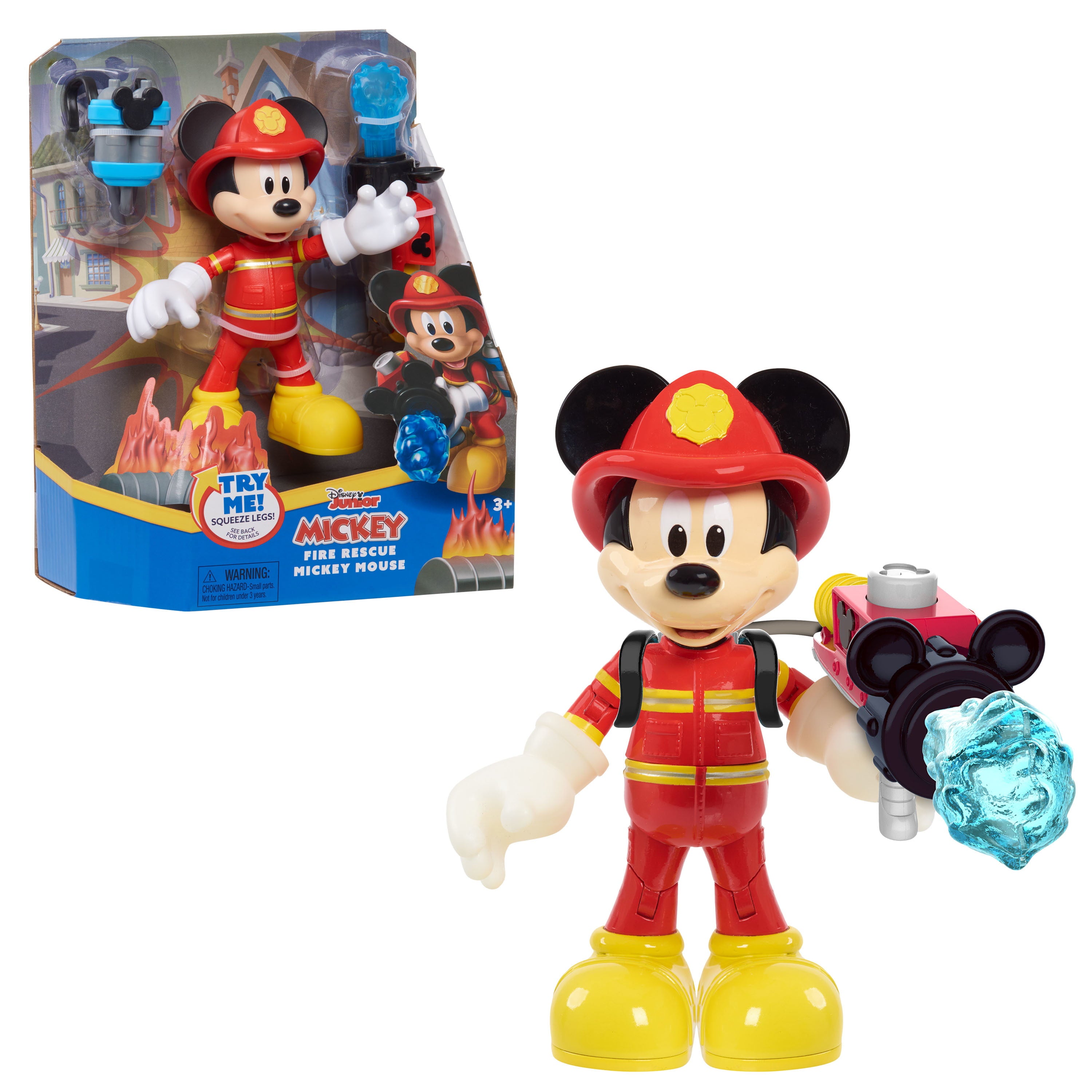 Disney Junior Fire Rescue Mickey Mouse Articulated 6-inch Figure and Accessories， Officially Licensed Kids Toys for Ages 3 Up， Gifts and Presents