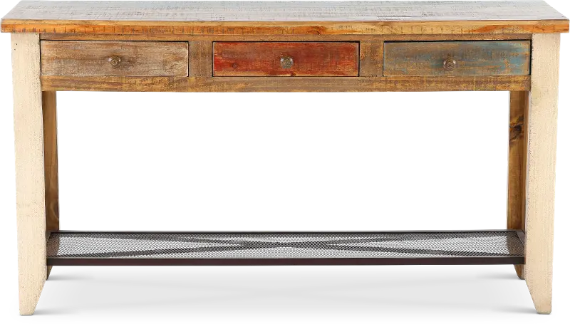 Tanmeron Pine Two Tone Brown Console Table