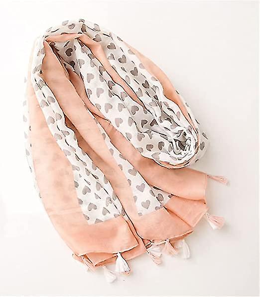 Women's Scarf And Fringe Heart Print Valentine's Day Mother's Day Gift Ideas1pcs-multicolor