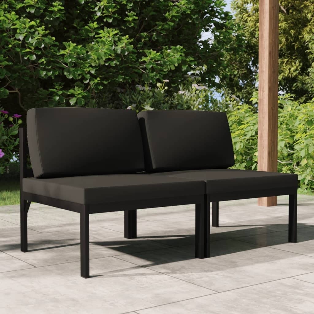 2-Seater Patio Sofa with Cushions Aluminum Anthracite - Overstock - 36196027