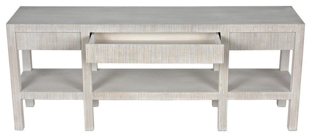 Noir Furniture Veneer Conrad Console Table With White Wash Finish GCON272WH   Farmhouse   Console Tables   by Noir  Houzz