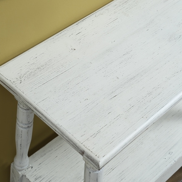 Wilton Distressed White 1-shelf Side Table with Turned Legs