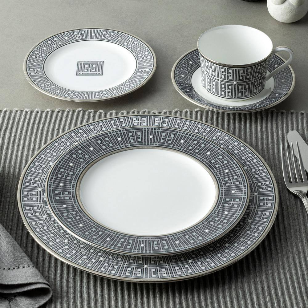 Noritake Infinity Graphite 11 in. Gray Bone China Dinner Plates Set Of 4 4986-406D