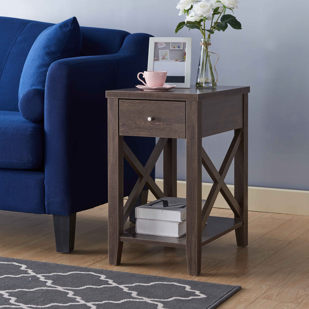 Side Table Storage Drawer and Shelf   Transitional   Side Tables And End Tables   by Sintechno  Inc.  Houzz