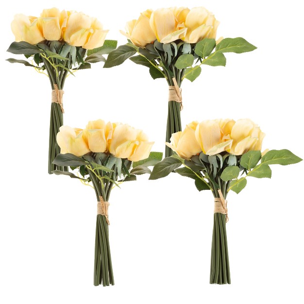 Rose Artificial Flowers - 24pc Real Touch 11.5-inch Fake Flower Set With Stems For Home Decor， Wedding， Or Bridal/baby Showers By Pure Garden (yellow)