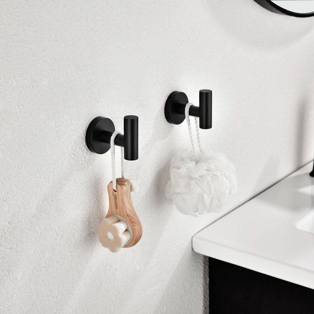 JimsMaison Towel Robe Hook in Matte Black 6-Pack JMDTBH02MB