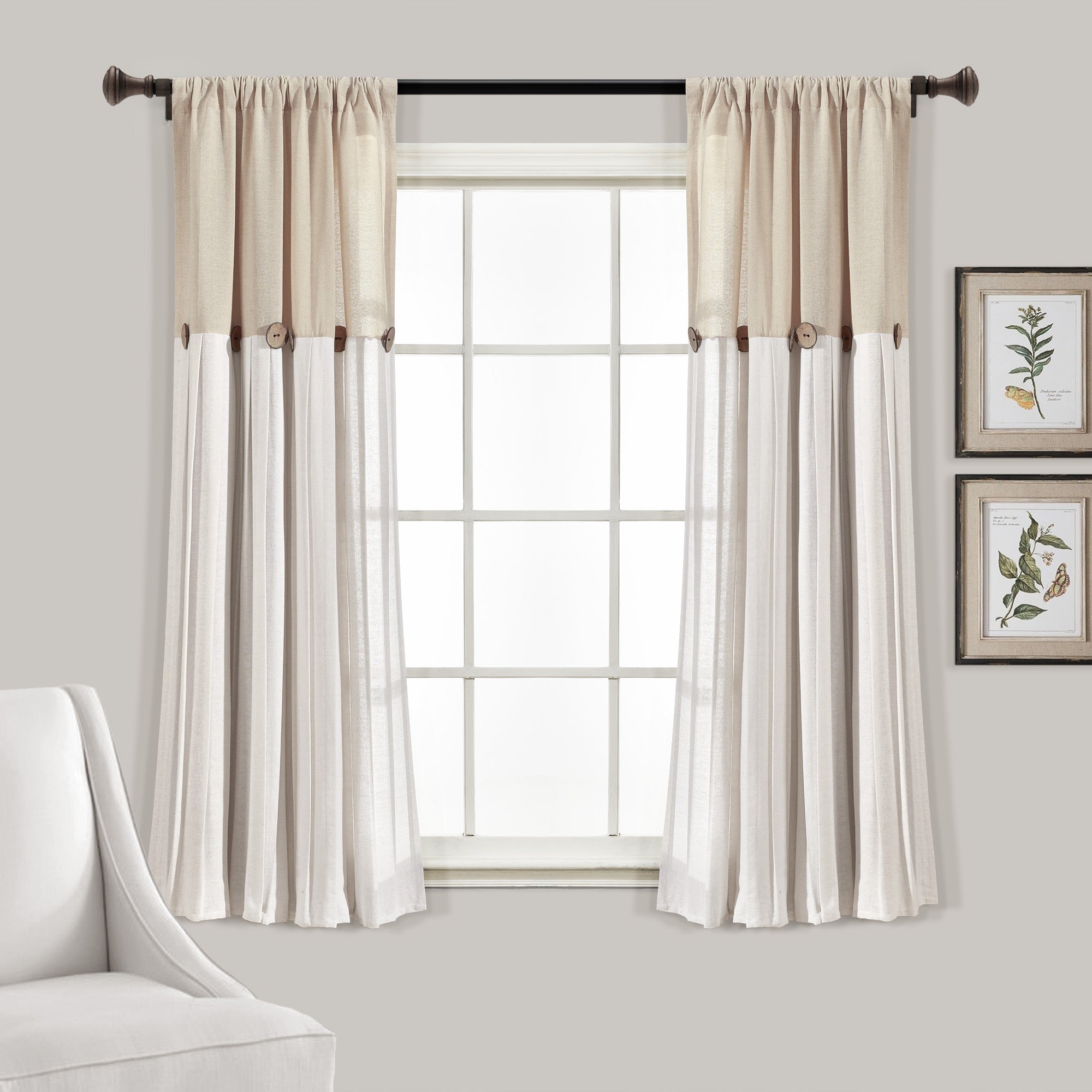 Linen Button Window Curtain Panel