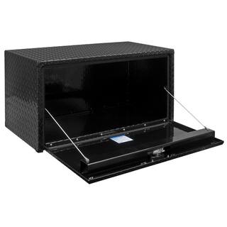 Buyers Products Company 14 in. x 12 in. x 30 in. Gloss Black Diamond Tread Aluminum Underbody Truck Tool Box 1725153