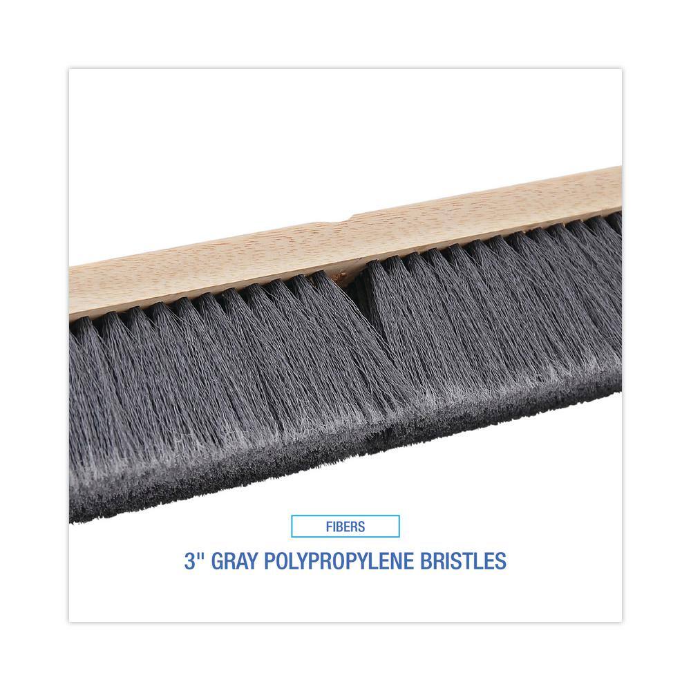 Boardwalk 24 in. Gray Flagged Polypropylene Push Floor Brush Head BWK20424