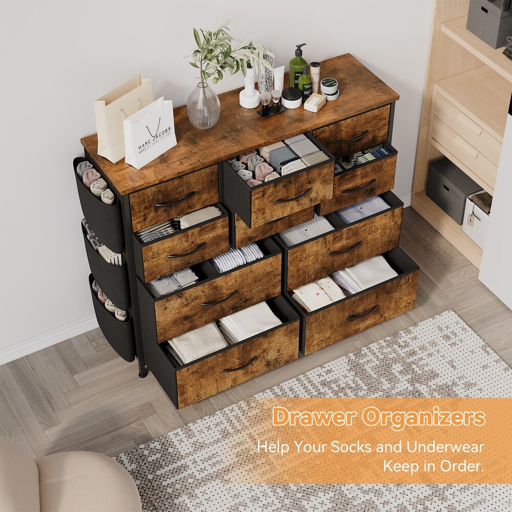 10 Drawer Dresser  Storage Organizer Unit with Fabric