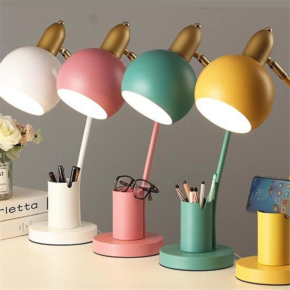 Metal Dimmable Led Desk Lamp For Living Room Bedroom Interior Decoration Macaron Lighting Study Dormitory Bedside Lamp (pink)