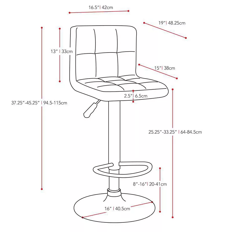 CorLiving Medium Back Adjustable Barstool Leatherette， set of 2