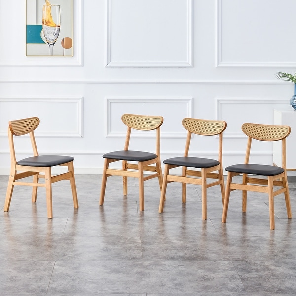 Set of 4 Solid Wood Dining Chair with Curved Backrest