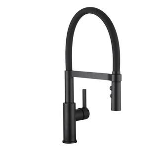 Glacier Bay Statham Single-Handle Rubber Hose Spring Neck Pull-Down Sprayer Kitchen Faucet in Matte Black HD67859-0010H