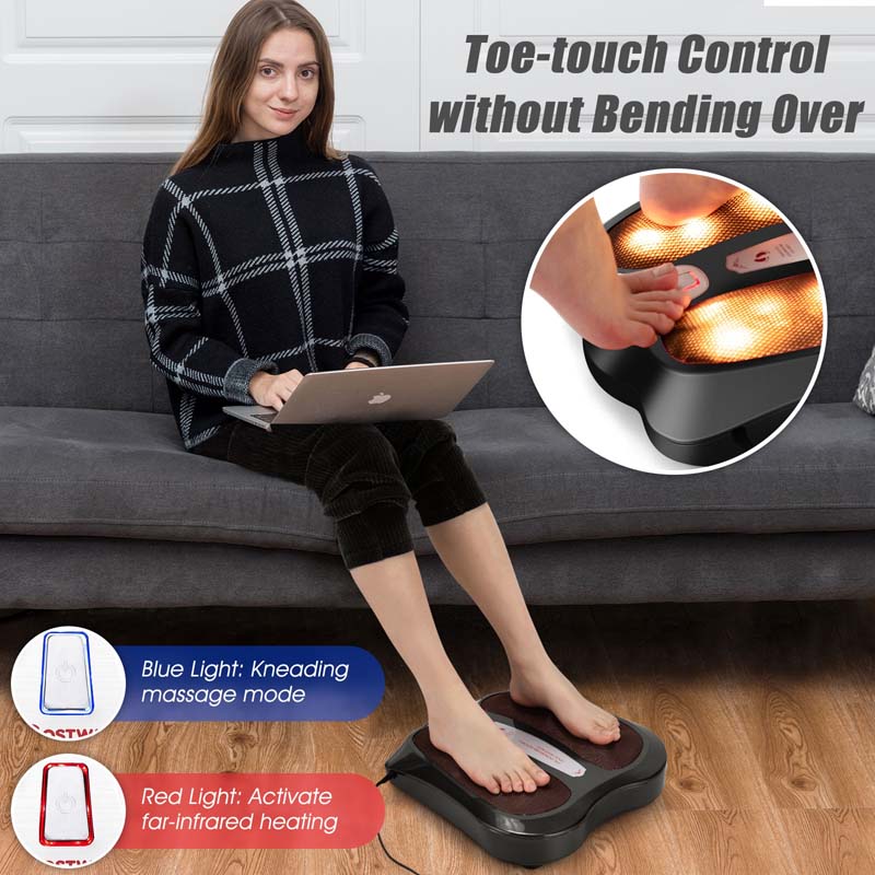 3-in-1 Electric Foot Massager, Foot Back Leg Kneading Shiatsu Massage Machine, Foot Warmer with Infrared Heating & 18 Massage Nodes