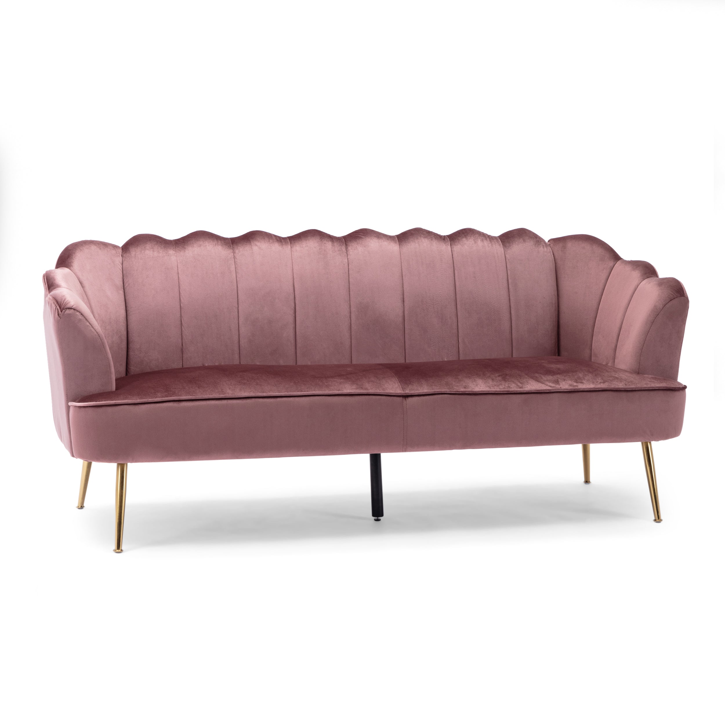 Ohnstad Modern Glam Velvet Channel Stitch 3 Seater Shell Sofa