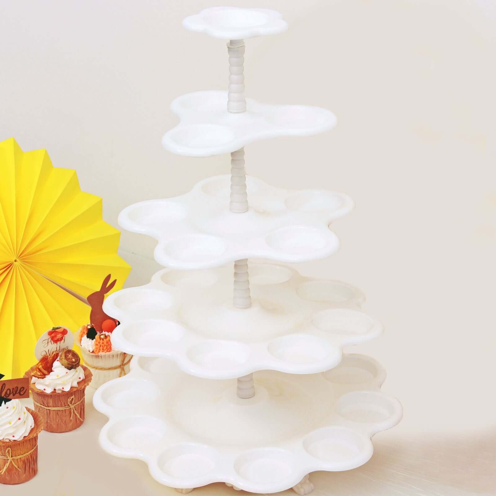 5-Tier Scallop Edge 27-Cupcake Holder Stand, Dessert Display Tower 18