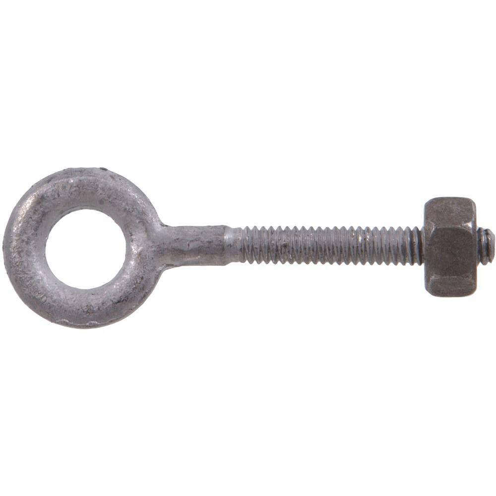 Hardware Essentials 12-13 x 8 in. Forged Steel Hot-Dipped Galvanized Eye Bolt with Hex Nut in Plain Pattern (5-Pack) 320812.0