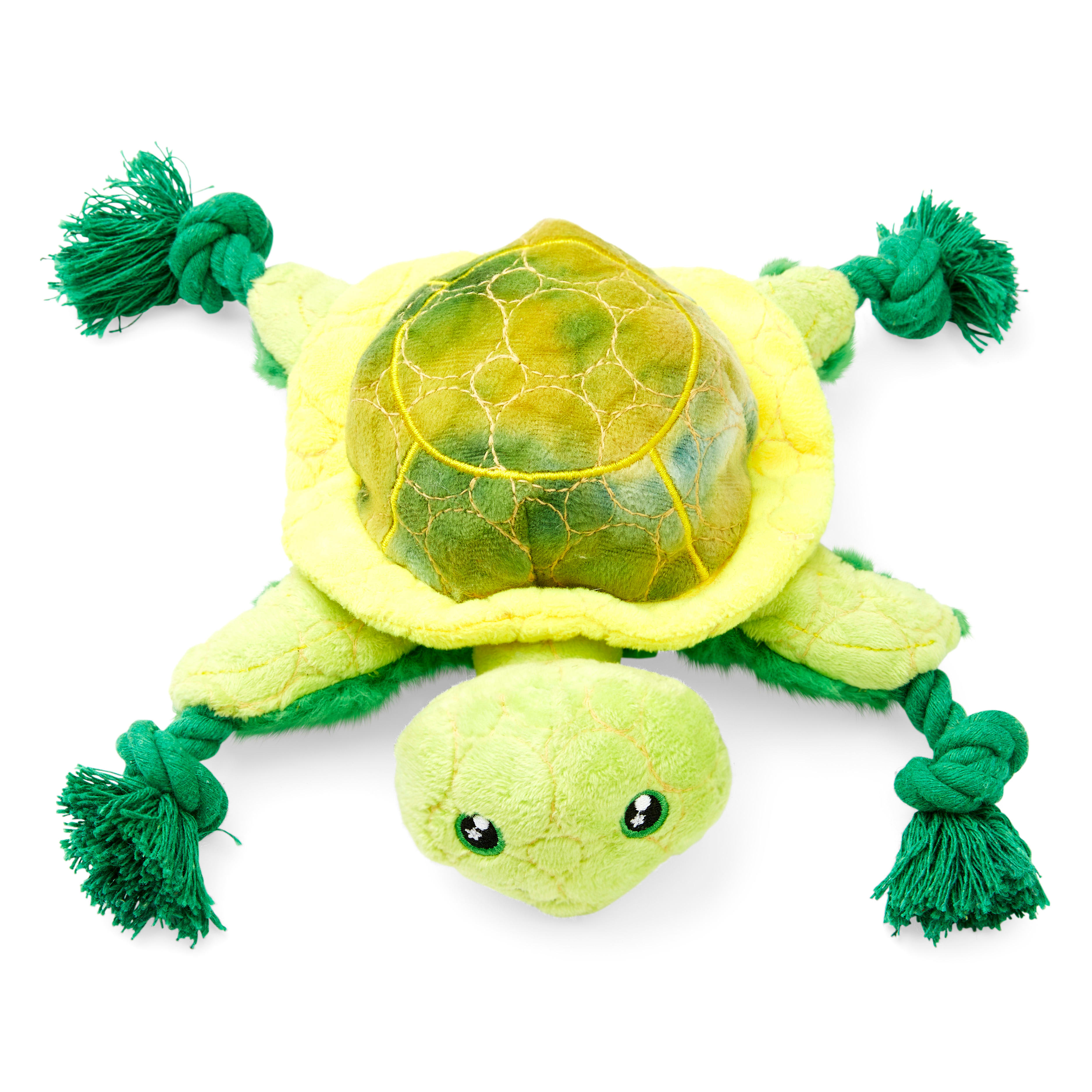 Leaps  Bounds Ruffest  Tuffest Green Turtle Tough Plush Dog Toy with Kevlar Stitching， Large