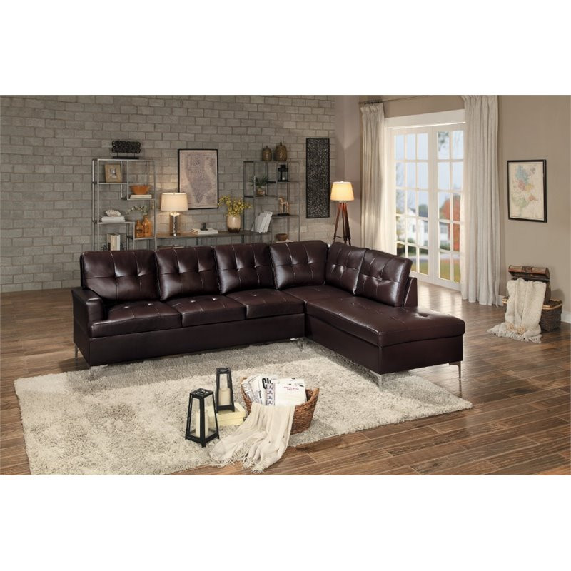 Lexicon Barrington Faux Leather Sectional Sofa in Black   Contemporary   Sectional Sofas   by Homesquare  Houzz