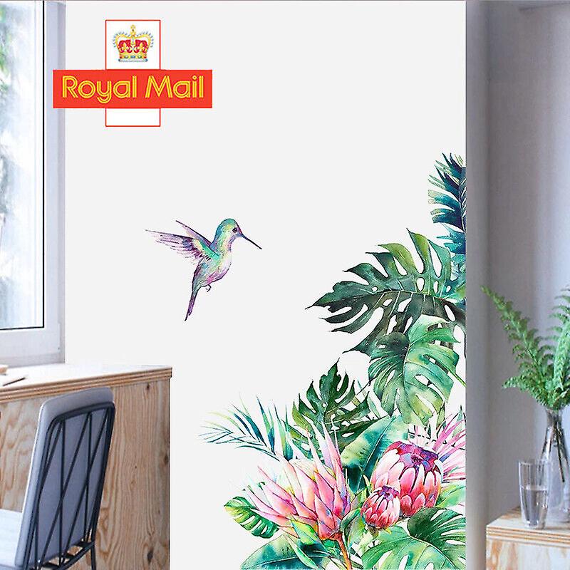 Pvc Tropical Plant Wall Stickers Decal Nursery Art Green Leaves Mural Home Decor