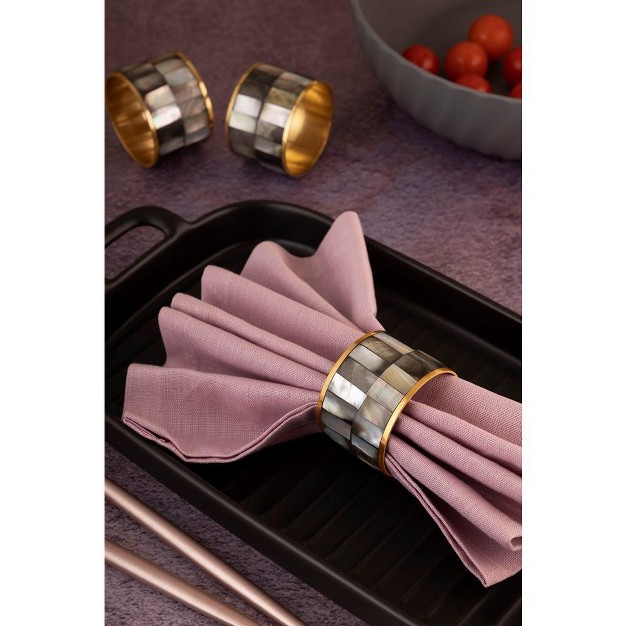 Gauri Kohli Serena Black Pearl Napkin Rings Set Of 6