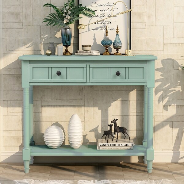 Daisy Series Console Table Traditional Design With Two Drawers And Bottom Shelf