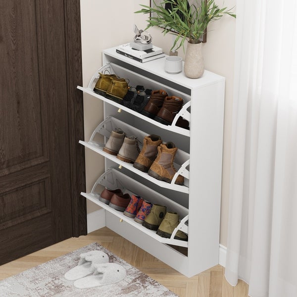 Shoe Cabinet Hidden Shoe Rack Entryway Cabinet Space Saving Drawer - - 37069309